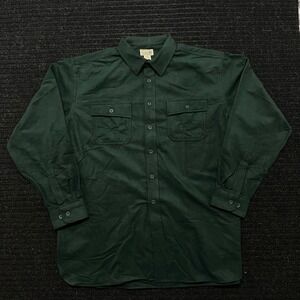 LL Bean Mens XL Chamois Cloth Shirt Green Cotton Flannel Button Down 0MT03